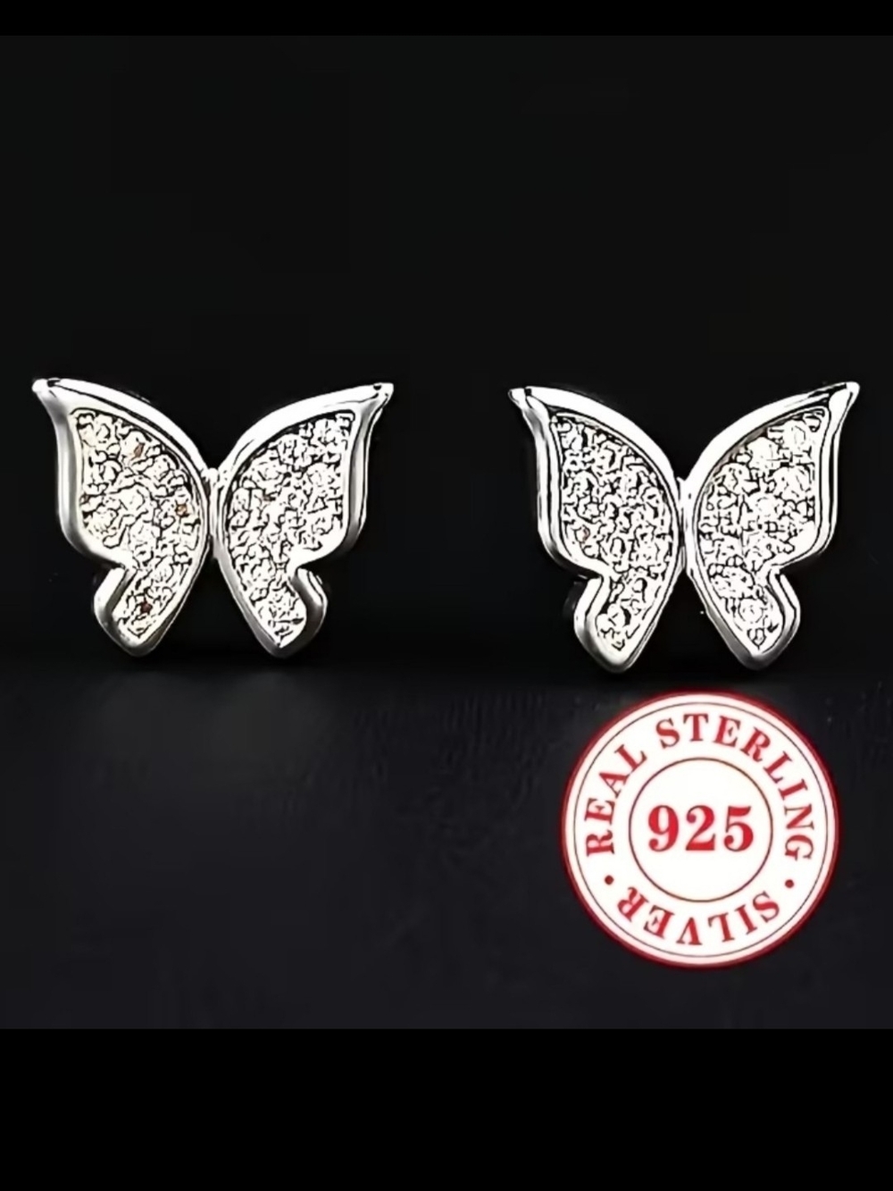 NEW* S925 Sterling Silver Danty Butterfly Clear Zircon Stone Stud Earrings *NWT